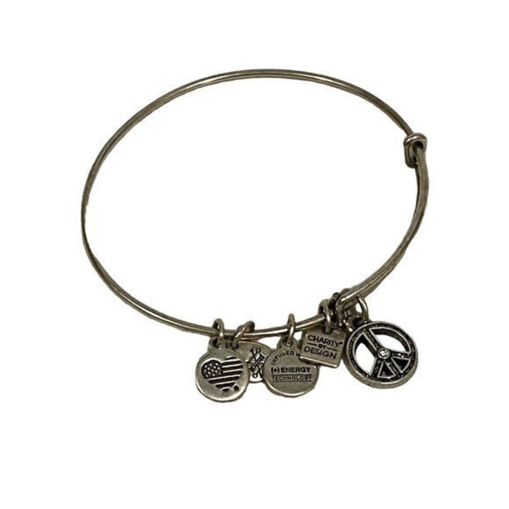 Alex and Ani Unicef Peace Sign Charm Bracelet SIlver‎ Tone